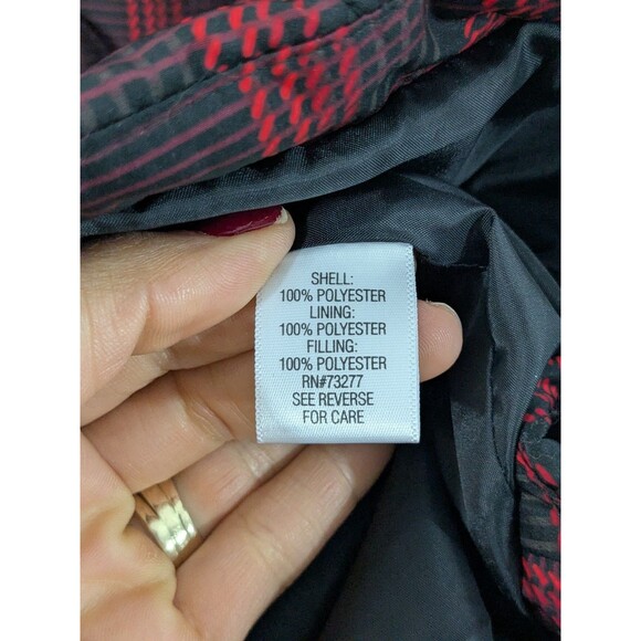 CROFT BARROW Women's Quilted Vest 1X Plus Red Plaid Full Zip Pockets Adjustable - Picture 6 of 10